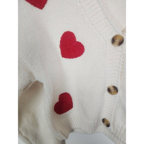 Luna Ivy Women's Sz. M Heart Button Up Long Sleeve Button Up Cardigan Sweater NW - Picture 3 of 6